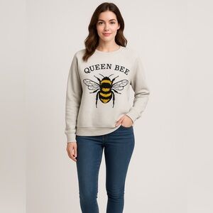 L.A. Soul Queen Bee Graphic Sweatshirt Womens Large Gray Bumblebee Crew Neck P